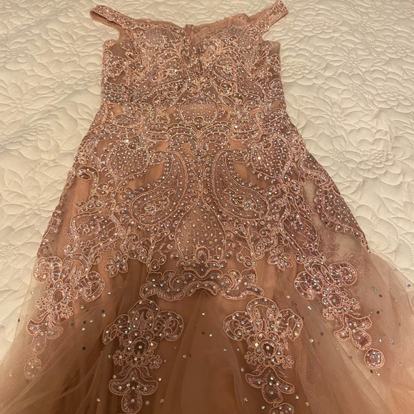 Pink Mermaid Style Rhinestone Prom Dress - Picture 4 of 10